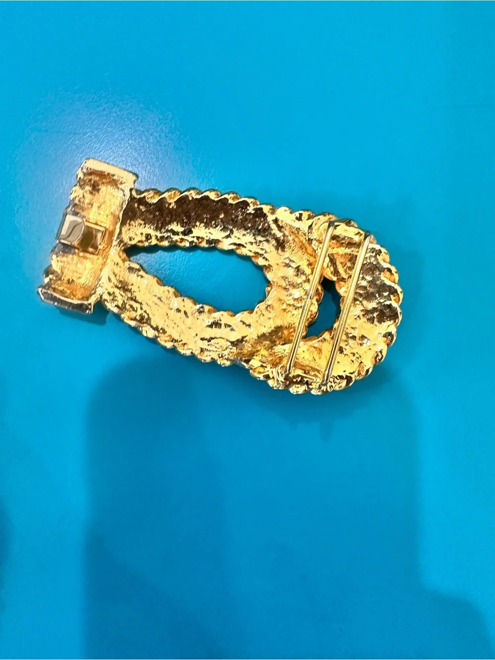 Gold-Tone Rope Bow Clip Belt Buckel Vintage